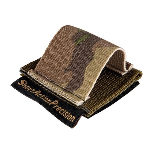 The Short Action Precision .22 Magazine Holder offers quick access to extra magazines, attaching easily with Velcro to any rifle near the ejection port.