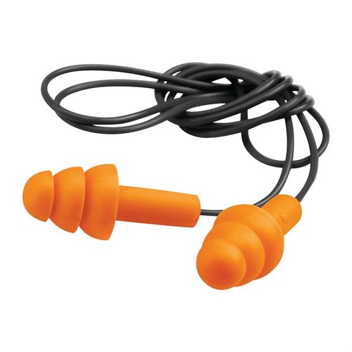 Stay protected with Walkers Corded Ear Plugs, featuring a 23-inch cord for convenience, 25 dB noise reduction, and two pairs plus a carrying case.