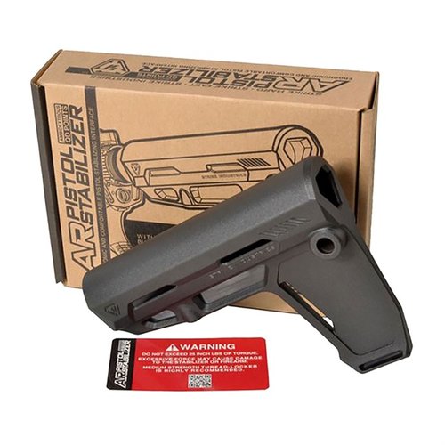 The Strike Industries AR Pistol Stabilizer offers ergonomic comfort, snag-free design, adjustable fit for 1.25" tubes, and ambidextrous QD cups for versatile sling options.