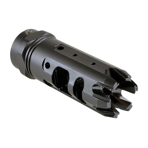 The Strike Industries King-Comp features a dual chamber design to reduce recoil and side concussion, making it an ideal combo muzzle device for enhanced shooting control.