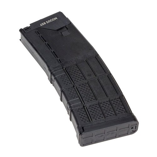 The CMMG MkW-15 Magazine offers enhanced feeding for .458 SOCOM, featuring modified feed lips for reliability while also accommodating 30 rounds of 5.56 NATO.