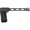 The SB Tactical FS1913 Folding Pistol Brace features a low-profile design, quick pull-through deployment, and a robust steel hinge for stability on M1913 platforms.