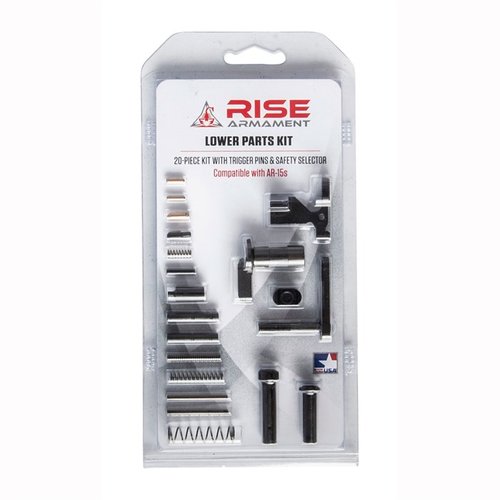 Complete your AR-15 lower receiver with the Rise Armament Lower Parts Kit, featuring essential components for a reliable build, minus the fire control group.
