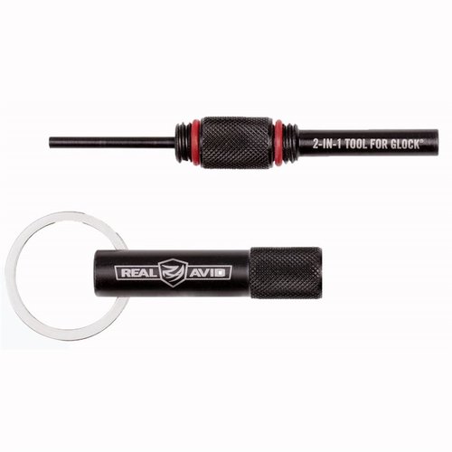 The REAL AVID 2-IN-1 TOOL for GLOCK® allows complete disassembly for cleaning and maintenance, changes front sights, and conveniently holds your keys.