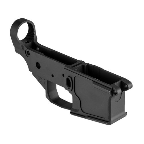 The 17 Design & Manufacturing AR15 Billet Lower Receiver offers mil-spec machining, parts interchangeability, an upper tensioning screw, and a flared magwell for enhanced performance.