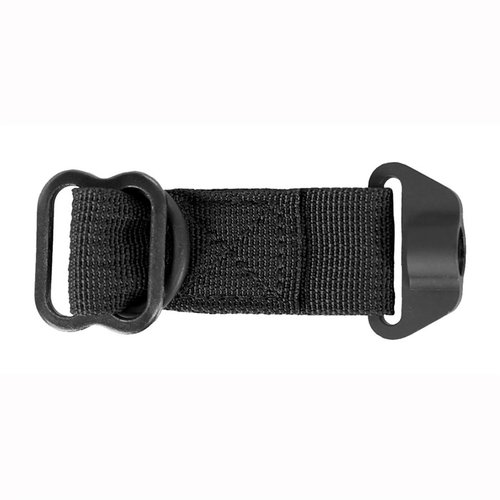 The GROVTEC US Sling Tail Buttstock Push Button Base Adapter allows easy attachment of push button slings to carbine stocks, featuring a secure Steel Kapper and optional O-ring.
