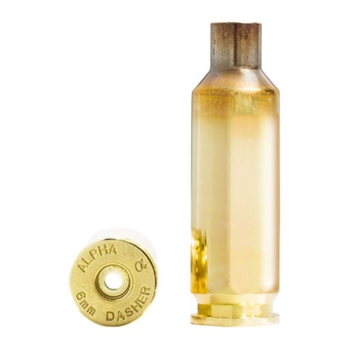 Experience superior performance with Alpha Munitions 6mm Dasher brass, featuring OCD technology for enhanced durability and efficiency in precision shooting.