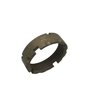 The Forward Controls AR-15 Billet Castle Nut features improved staking notches for secure installation, crafted from durable 4140 PH steel, and available in Burnt Bronze.