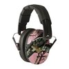 Walkers Pro Low-Profile Folding Muffs offer 22 dB noise reduction, lightweight design, compact storage, and comfortable PVC padding for all-day wear.