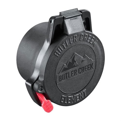 Discover the Butler Creek Element Scope Cap Eye Piece Covers, featuring a rugged multi-flex sleeve and a flip-out dope disk for wind and elevation data.