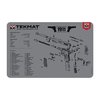 Protect your firearm with the TEK MAT 1911 Gun Mat, featuring a soft polyester top, non-slip neoprene backing, and an exploded parts diagram for easy maintenance.