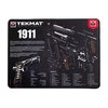 The TekMat Ultra 20 Pistol Cleaning Mat is waterproof, scratchproof, and features detailed firearm schematics, ensuring easy disassembly and reassembly.