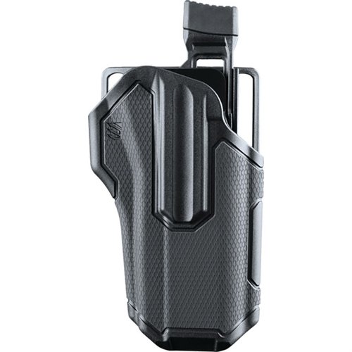 The Blackhawk Omnivore Holster fits over 150 semi-auto pistols, offers Level 2 retention, and features an adjustable thumb release for quick access.