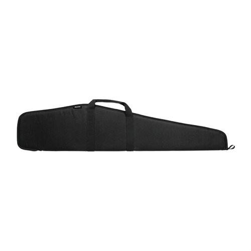 The Bulldog Pit Bull Rifle Case features a water-resistant nylon shell, soft padding for protection, and accommodates both scoped and non-scoped rifles.