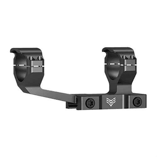 The Independence AR Cantilever Mount offers a robust 30mm design with a 1.5" height, ensuring optimal eye relief and stability on flat-top Picatinny rails.