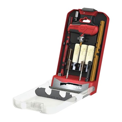 The Birchwood Casey 17-Piece Shotgun Cleaning Kit features a multi-functional handle, impact-resistant case, and includes essential brushes and patches for thorough cleaning.