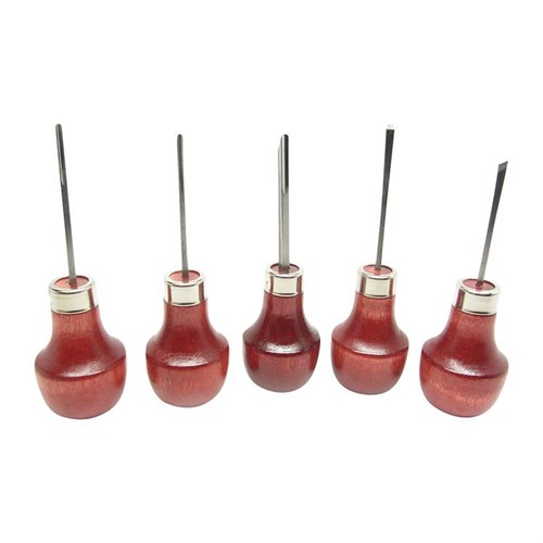 The U.J. Ramelson #107M Sub Mini Wood Carving Tools set features high-quality tool steel, hardwood handles, and includes essential tools for intricate carving.