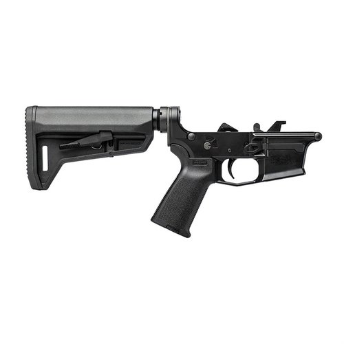 The Aero Precision EPC-9 Complete Lower features a rugged design, Magpul MOE® Grip, SL-K® Stock, and compatibility with GLOCK® magazines for optimal performance.