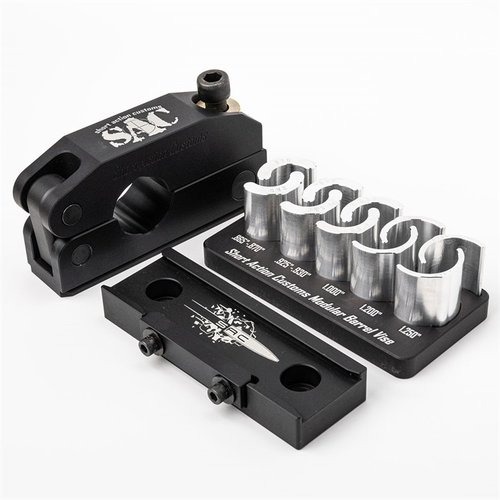 The Modular Barrel Vise Kit enables quick barrel changes, ensures consistent headspace, and features a durable design with a 100% lifetime warranty.