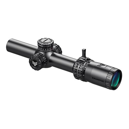 Experience superior clarity with the Swampfox Arrowhead 1-8X24mm SFP scope, featuring locking turrets, illuminated reticles, and a wide field of view for duty use.