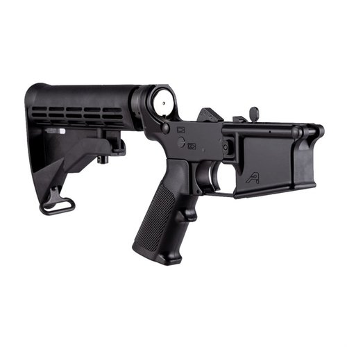 The Aero Precision AR-15 Complete Lower Receiver offers a solid foundation for your custom build, featuring an anodized black finish, M4 stock, and mil-spec parts.