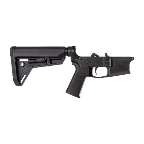 The Aero Precision M4E1 Complete Lower offers a solid foundation for AR15 builds with upgraded MOE SL Grip, Carbine Stock, and advanced features for enhanced performance.