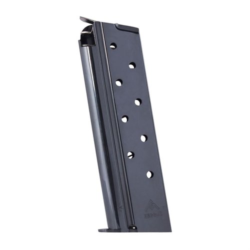 Enhance your shooting experience with the MEC-GAR 1911 Full Size Magazine, featuring an 8-round capacity for 10mm, crafted for reliability and durability.