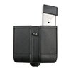 The BLACKHAWK Double Mag Case securely holds two single stack magazines with a tension spring, features an adjustable belt clip, and fits various calibers.