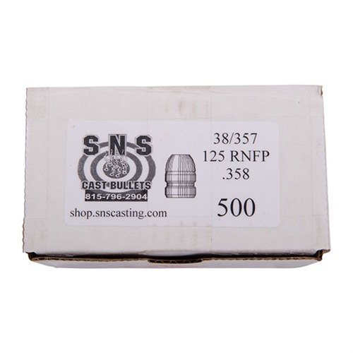 Experience exceptional accuracy with SNS CAST .38 Caliber 125gr Round Nose Flat Point Bullets, crafted from a high-quality alloy for consistent performance.