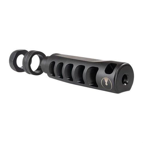 Experience extreme recoil reduction and muzzle control with the APOLLO S 5.56 Compensator, featuring a 5-port design for ultra-smooth shooting and easy installation.