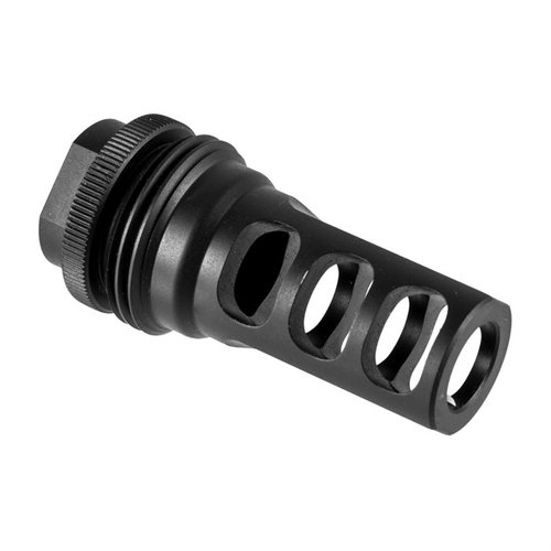 The SilencerCo Hybrid ASR muzzle brake offers easy one-handed suppressor mounting, reduces felt recoil, and fits various calibers with durable stainless steel construction.