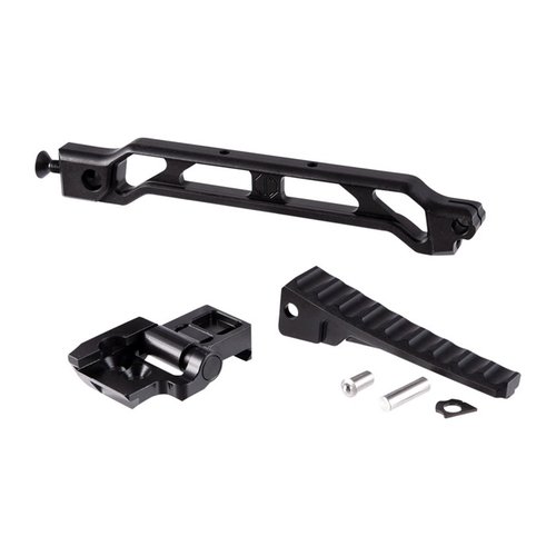 The JMAC 8-inch Arm Bar features a lightweight, rigid design with a folding buttplate, modular options, and an integrated QD sling socket for versatility.