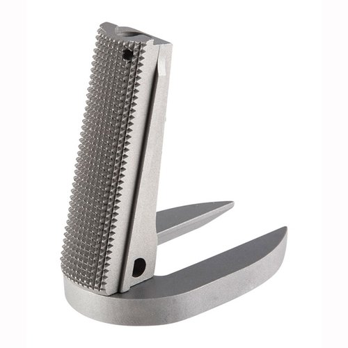 Upgrade your 1911 with Fusion Firearms' Checkered Mainspring Housing MagWell, crafted from stainless steel for durability, style, and superior grip.