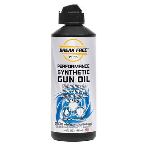 Break Free Performance Synthetic Gun Oil ensures smooth operation under sustained fire, prevents rust, and is safe for all gun metals, making it ideal for shooters.