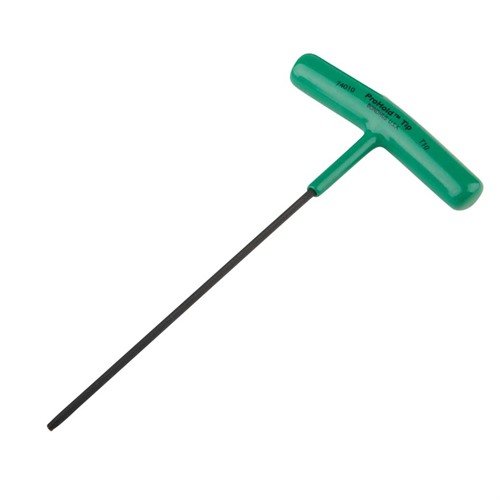 The BONDHUS PROHOLD STAR TIP T-Handles securely hold all Star and TORX screws, featuring a non-magnetic button and a durable welded handle/blade connection.