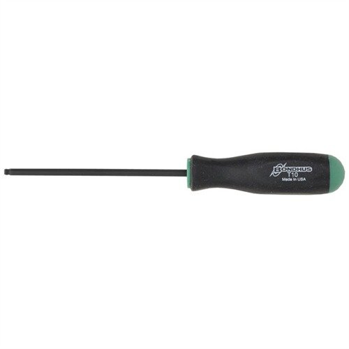 The BONDHUS T-10 TORX Driver offers enhanced control and a positive grip, perfect for securely seating rings and bases with precision.