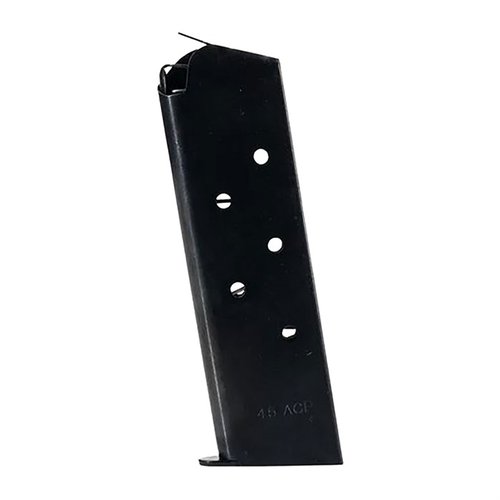The Colt 1911 Government/Commander 7-RD Magazine is designed for reliable performance and durability, fitting various .45 models for optimal shooting experience.