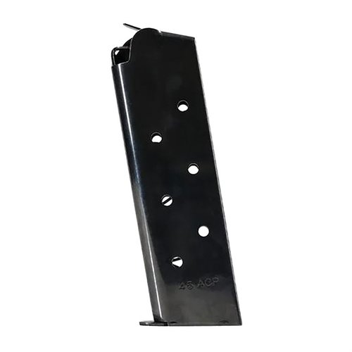 The Colt 1911 Government/Commander 8-RD SS Magazine offers reliable performance, durable stainless steel construction, and compatibility with various .45 models.