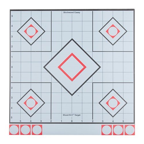 Experience enhanced visibility with Birchwood Casey's WHITE & BLACK SHOOT-N-C targets, featuring a high-contrast design for easy aim and included repair pasters.