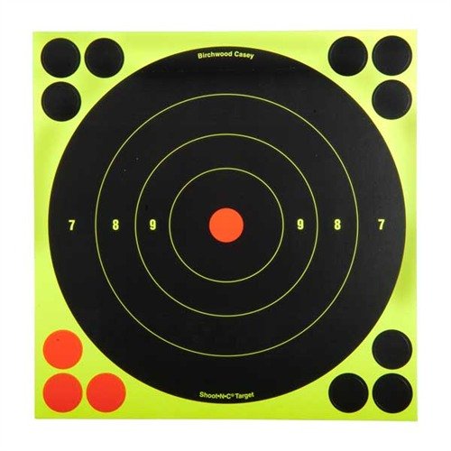 Enhance your shooting experience with Birchwood Casey's 8" Bullseye SHOOT-N-C® Targets; adhesive-backed vinyl makes hits easy to see, perfect for practice!