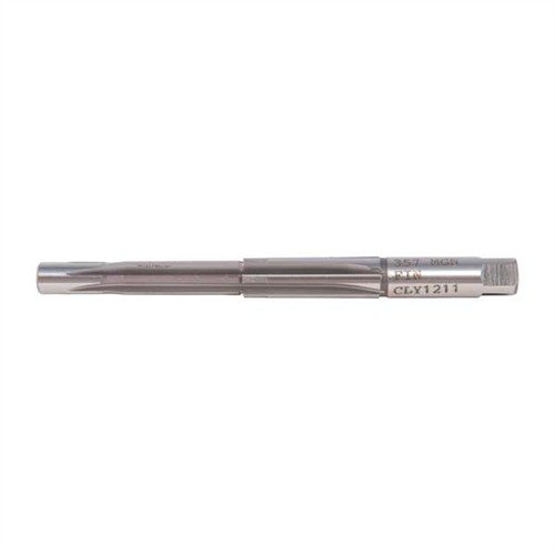 The Clymer Rimmed Finisher Style Reamer for .357 Mag ensures precise chambering with right-hand cutting, solid pilot, and integral throat for optimal performance.