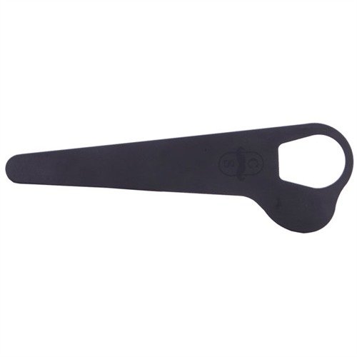 The C&S Bushing Wrench is a durable steel tool with a matte finish, designed to prevent flying parts during maintenance, measuring 5-1/8" long and 1/8" thick.