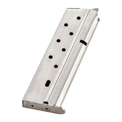 The CHIP MCCORMICK CUSTOM 1911 Classic 10mm magazine offers 9-round capacity, durable stainless steel construction, and smooth insertion for reliable performance.
