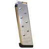 .45 ACP 8-round magazine designed for reliability with roll-formed feed lips, heat-treated Rocket Wire spring, and durable stainless steel construction.