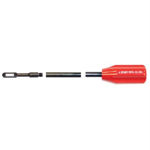The DEWEY 2-PC 34" Shotgun Rod features a lightweight aluminum design with nylon coating for bore protection, easily breaks down for storage, and includes a fixed handle.