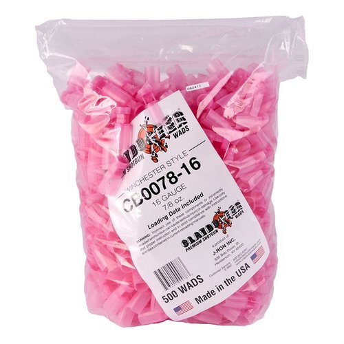 The J-RON Claybuster Wad 16GA 7/8oz offers reliable performance and consistent shot patterns, perfect for clay shooting enthusiasts. 500 wads per bag.