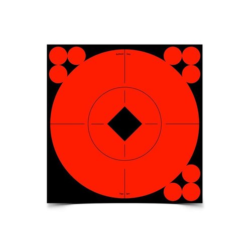 BIRCHWOOD CASEY BC 6" Target Spots feature self-adhesive bullseyes in high-contrast fluorescent red for clear visibility, enhancing your shooting accuracy across all firearms.