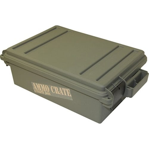 The CHADWICK & TREFETHEN Ammo Crate offers durable storage for your ammunition, measuring 17.2 x 10.7 x 5.5" in a rugged Army Green design.