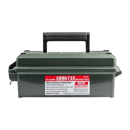The MTM Ammo Can 30 Caliber in Forest Green is durable, waterproof, and perfect for securely storing ammunition and gear, ensuring reliability in any condition.