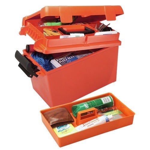 The MTM Sportsmen's Plus Utility Dry Box features an O-Ring seal for superior waterproof protection, perfect for storing your firearms and accessories securely.